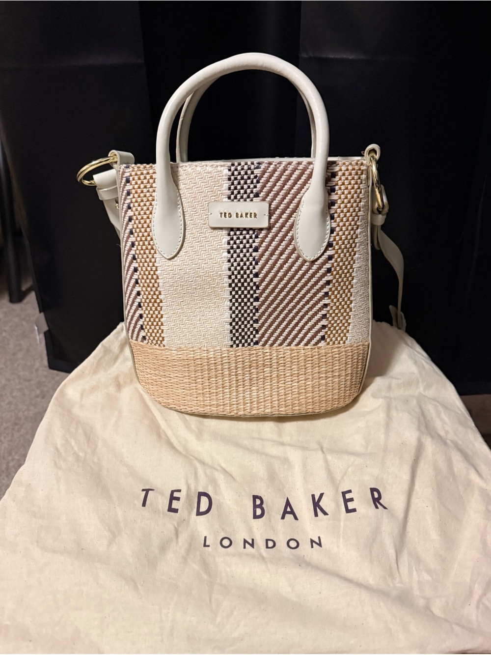 Ted Baker Cream, Beige & Black Woven Satchel